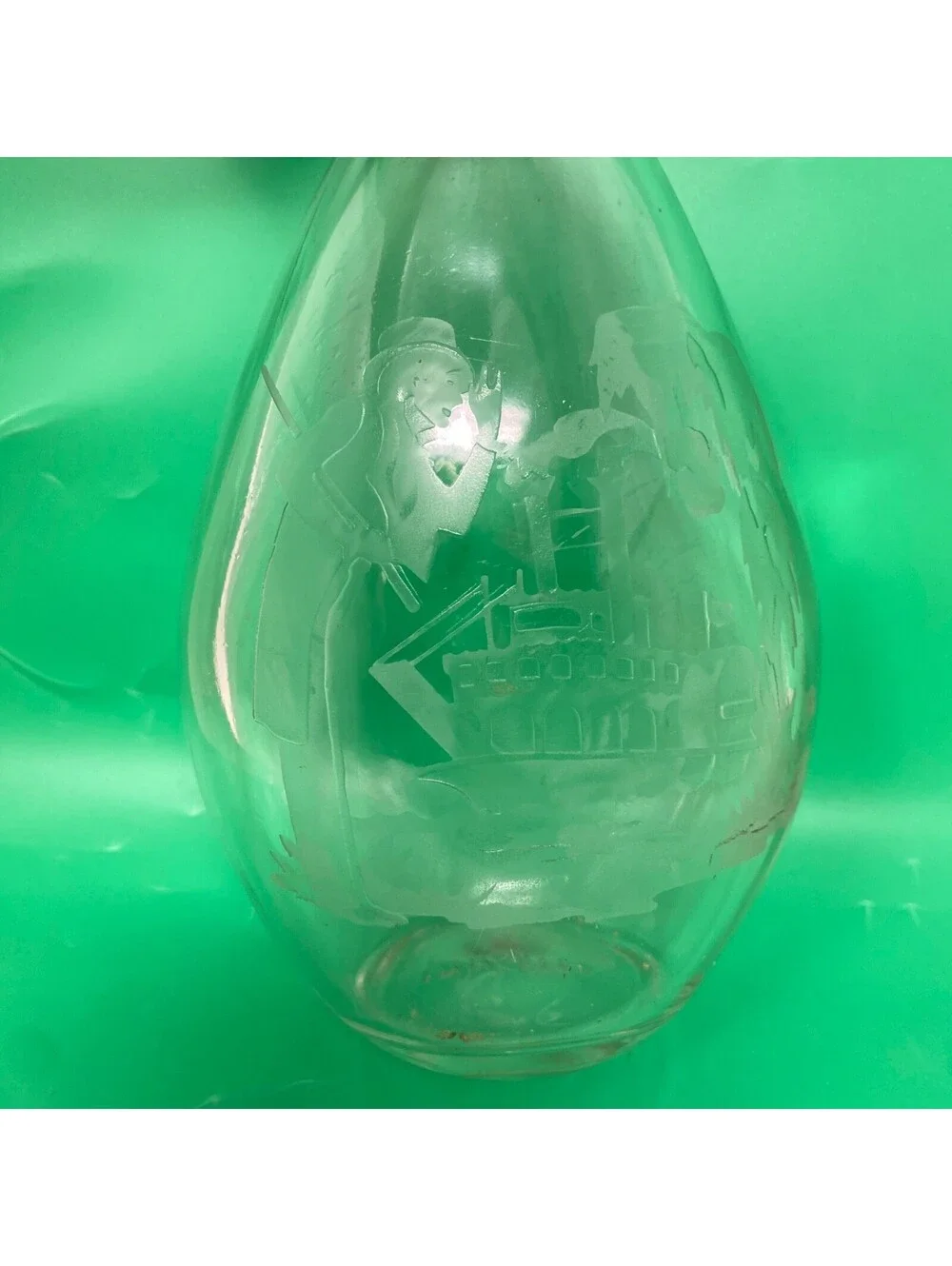 Vintage I W Harper Glass Decanter Etched Steamboat & Gentleman 9